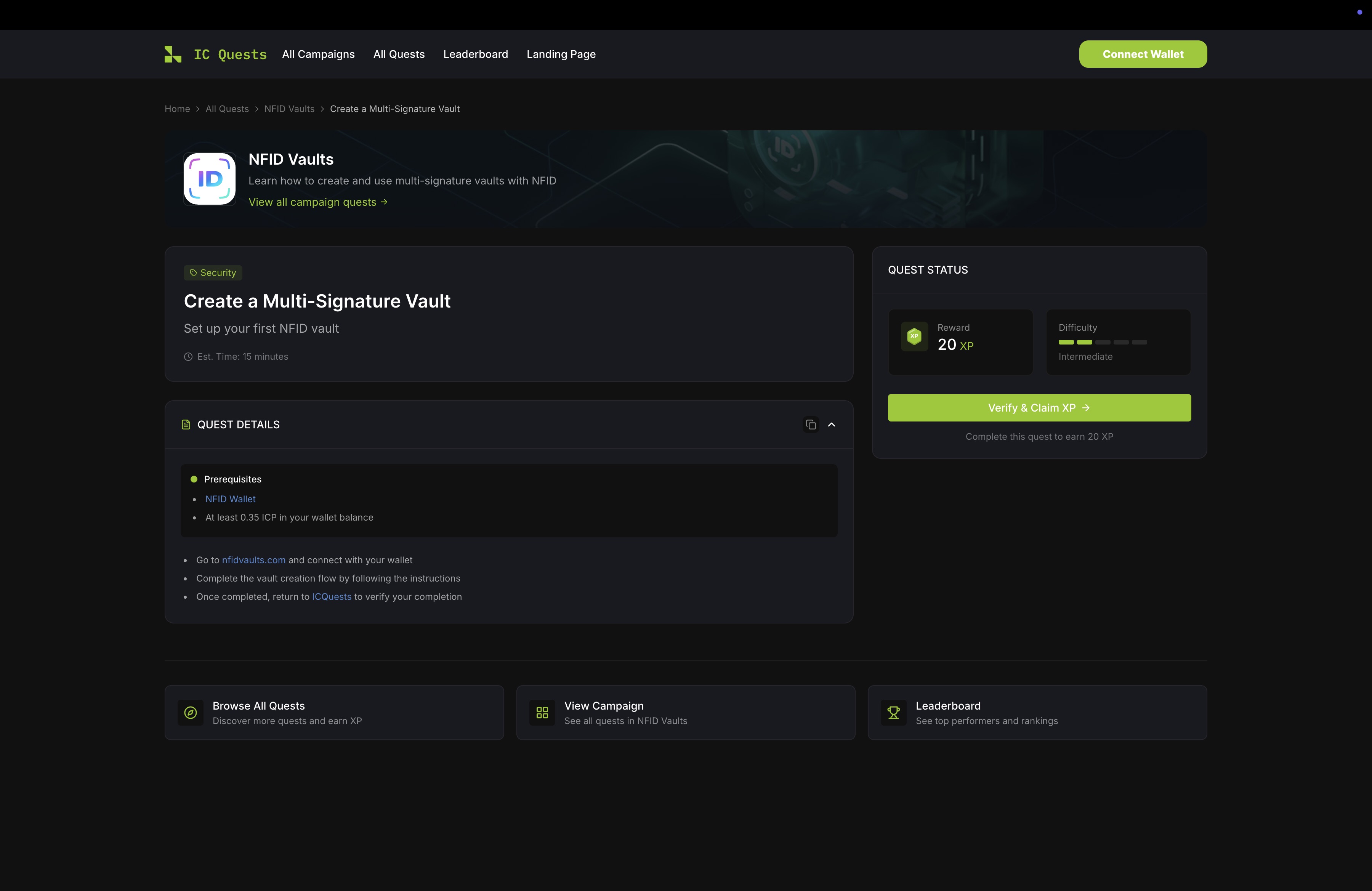 Verified, on-chain quests